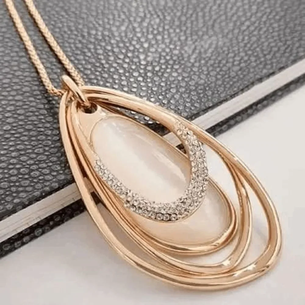 Ladies Womens Opal Stone Necklace - Picture 3 of 4